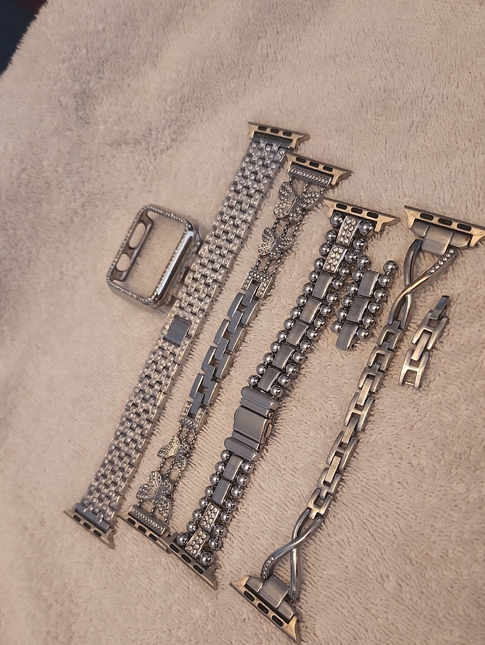 Silver Rhinestone Apple Watch Band Set